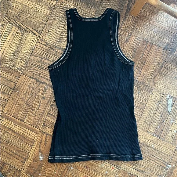 Bisou Bisou Black Ribbed Tank Top 69 SPARKLE APPLIED TANK ( fits small) - Picture 6 of 6